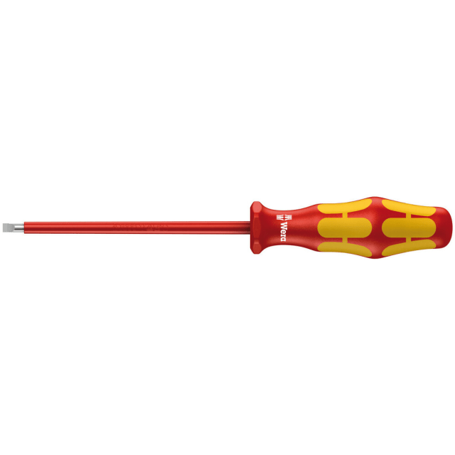 Wera Tournevis isolé VDE fente 160I Tournevis isolé VDE fente 0,6 x 3,5 x 100 mm manche rouge et jaune