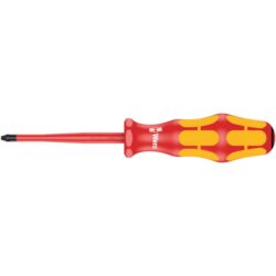 Tournevis isolé VDE Pozidriv PZ1 80 mm avec lame rouge et poignée ergonomique bicolore