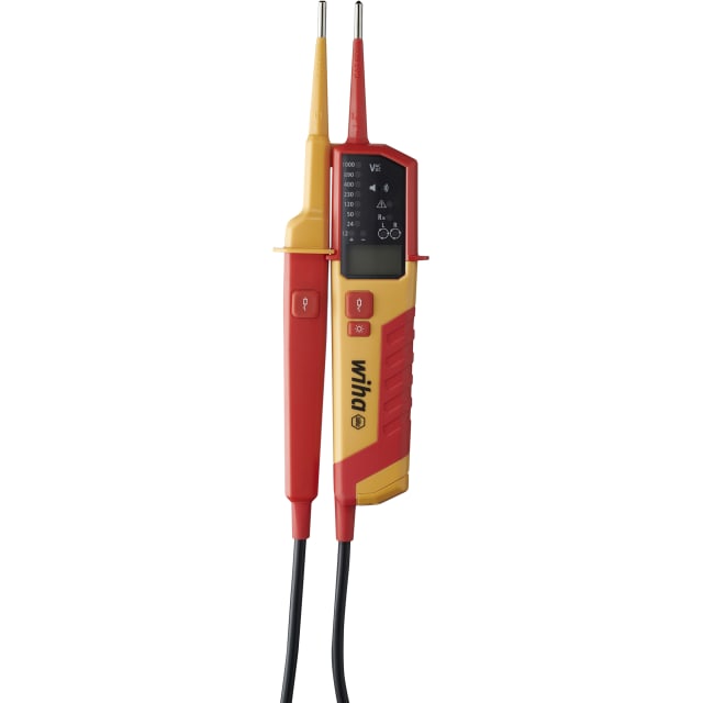 Wiha 25515 Testeur de tension Testeur de tension et continuité rouge et jaune avec affichage numérique et deux pointes de mesure