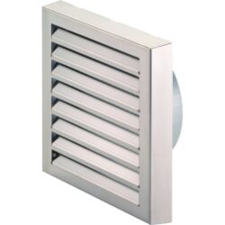Grille murale inox 330x330 mm raccord rond Ø200, finition acier inoxydable