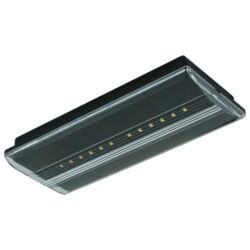 Bloc de secours LED noir rectangulaire 370 lm 1 h avec capot transparent et LEDs centrales