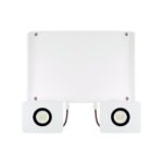 Bloc de secours LED blanc avec deux projecteurs ronds et boîtier rectangulaire