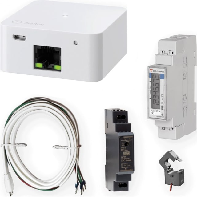 Compteur d énergie Zaptec ZM000832 Compteur d énergie monophasé 100A rail DIN avec boîtier module DIN et tore de mesure