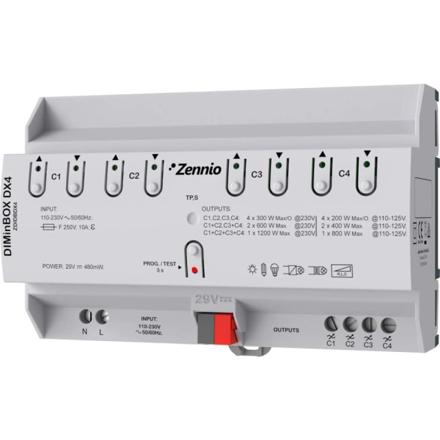 Zennio - DIMinBOX DX4 - Variateur KNX universel 4P - ZEZDIDBDX4 Zennio - DIMinBOX DX4 - Variateur KNX universel 4P - ZEZDIDBDX4