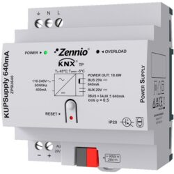 Alimentation KNX 640 mA rail DIN 29 VDC, configuration visible