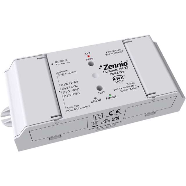 Zennio - Lumento X4 v2 - Contrôleur LED KNX avec tension constante 4P - ZEZDILX4V2 Zennio - Lumento X4 v2 - Contrôleur LED KNX avec tension constante 4P - ZEZDILX4V2