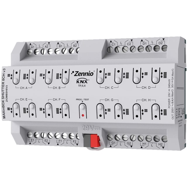 Zennio - MAXinBOX SHUTTER 8CH v3 - Actionneur de volet KNX 8P - ZEZIOMBSH8V3 Zennio - MAXinBOX SHUTTER 8CH v3 - Actionneur de volet KNX 8P - ZEZIOMBSH8V3