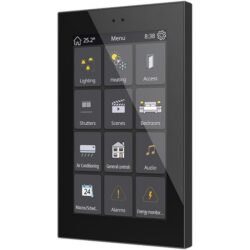 Écran tactile KNX 5 pouces anthracite, configuration visible