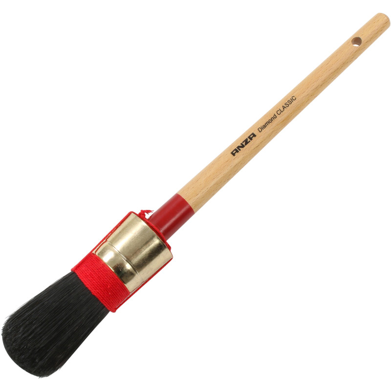 Anza Diamond pinceau rond pour laque Pinceau rond à manche bois avec virole métallique rouge