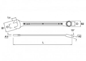 Clé mixte 23 mm DIN 3113 forme B, forme et finition du produit visibles