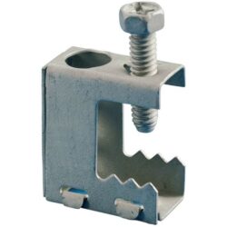 Attache poutre acier M6 rebord max 16 mm, configuration visible