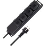 Multiprise étanche IP44 4 prises noir 2 m, configuration visible