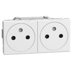 Détails visibles de Prise double 2P+T affleurante précâblée blanc pour Prises avec terre