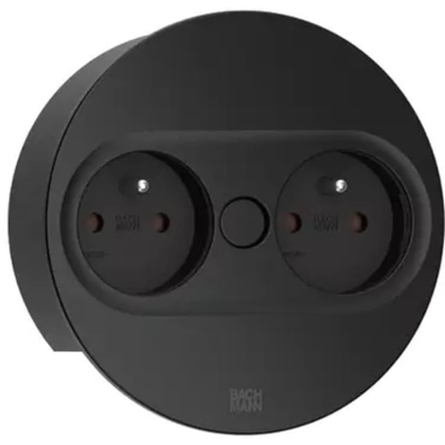 Bachmann - Twist 2 ronde 2 x UTE noir mat RAL9005 + câble 2m - 946.102 Bachmann - Twist 2 ronde 2 x UTE noir mat RAL9005 + câble 2m - 946.102