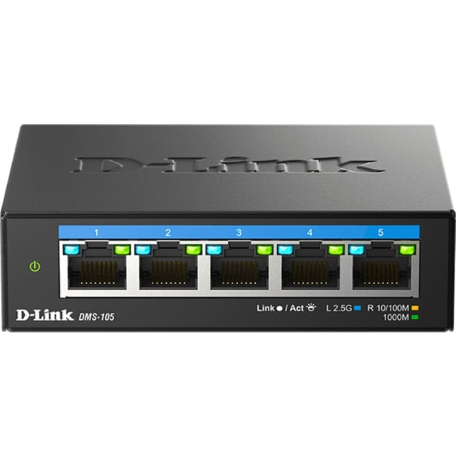 D-LINK - DMS-105 Non-géré L2 2.5G Ethernet (100/1000/2500) Noir - DMS-105/E