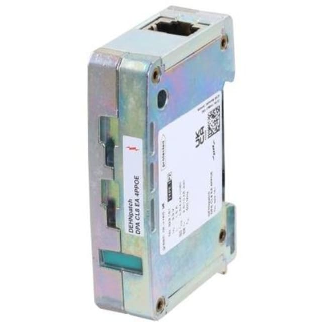 Parafoudre réseau Ethernet PoE DEHN détail produit Parafoudre réseau Ethernet PoE RJ45, montage Rail DIN 35 mm