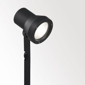 Détails visibles de Spot LED extérieur sur piquet anthracite KIX II PIN 24V pour Piquets de jardin