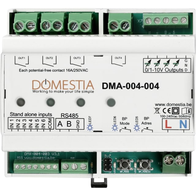 Domestia - Module d?extension 4 sorties relais unipolaires 16A - DMC-004-004 Domestia - Module d?extension 4 sorties relais unipolaires 16A - DMC-004-004
