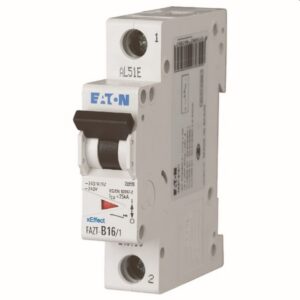 Disjoncteur modulaire 1P 2A courbe B 25kA, configuration visible