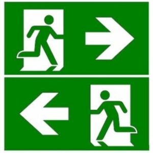 Détails visibles de Plaque signalétique issue de secours flèche droite/gauche pour Éclairage de secours
