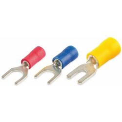 Détails visibles de Cosse fourche isolée jaune 4-6 mm² FU604 pour Cosses de câble