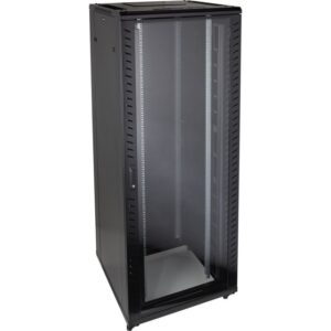 Détails visibles de Baie réseau 33U 800x800 mm porte verre acier noire pour Armoires de données réseau