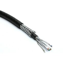Détails visibles de Câble réseau Cat6A extérieur S/FTP SWA noir pour Câbles FTP