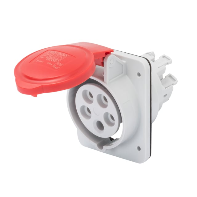 GEWISS - SOCLE DE PRISE À ENCASTRER À 10° HP-IP44/IP54-3P+N+T 16A 380-415V 50/60HZ-Rouge - GW62210FH