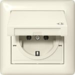 GIRA - Prise SCHUKO clapet cadre 1x IP44 Standard 55 blanc crème - 415701