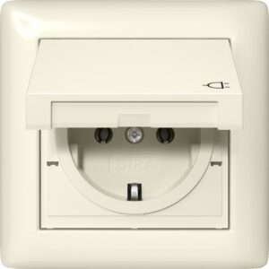 GIRA - Prise SCHUKO clapet cadre 1x IP44 Standard 55 blanc crème - 415701