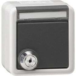 GIRA - SCHUKO clap. serrure id. + ZI Mont.app. prot.eau gris - 456930