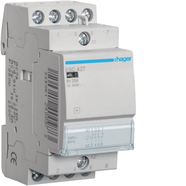 HAGER - Contacteur - 4x25A - 230V - 2NO+2NF - ESC427