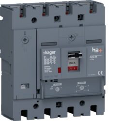 Disjoncteur boîtier moulé 4P 250A 50kA, configuration visible