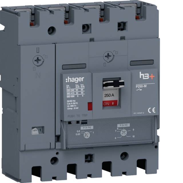 HAGER - Disjoncteur boîtier moulé P250 4P 50kA 250A TM - HMT251DR
