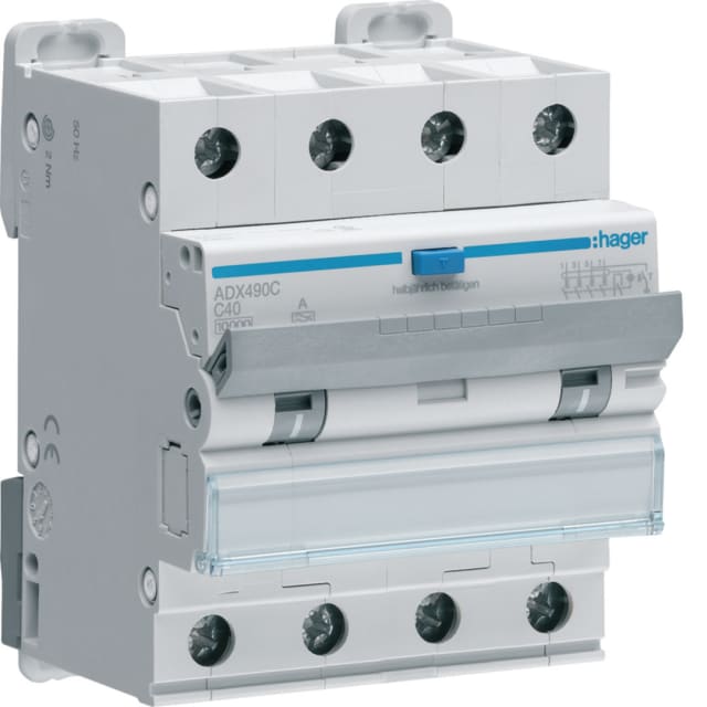 HAGER - Disjoncteur différentiel. 4P 10kA C-40A 30mA type A - ADX490C