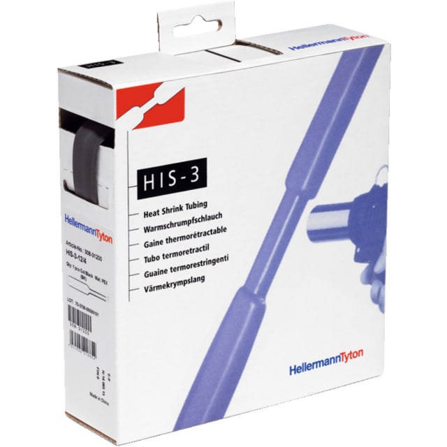 Hellermann Tyton - Gaine thermorétractable noir 18/6 rétreint 3/1 Hellermann Tyton - Gaine thermorétractable noir 18/6 rétreint 3/1