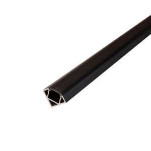 Profilé apparent 2,9 m noir avec diffuseur noir, dimensions 2 900 x 18,5 x 18,5 mm