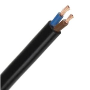 Câble plat souple PVC noir 2x0,75 mm², configuration visible