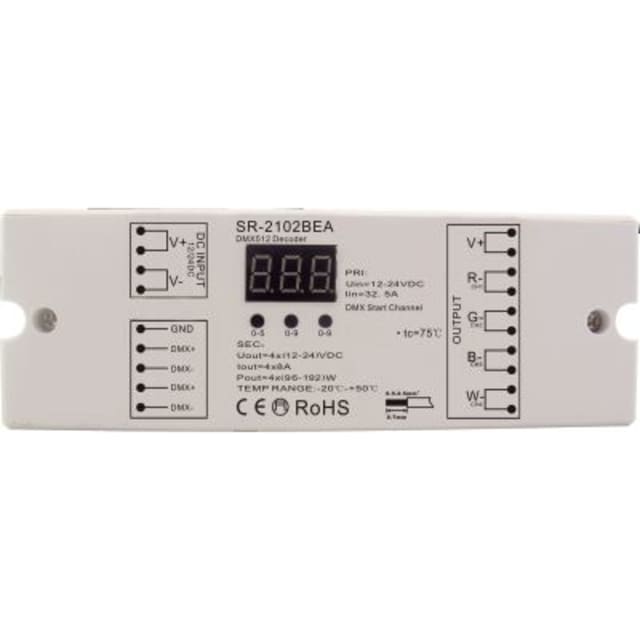 INTEGRATECH - Control DMX RGB/RGB+W 12-36VDC 4x8A - SR-2102BEA INTEGRATECH - Control DMX RGB/RGB+W 12-36VDC 4x8A - SR-2102BEA