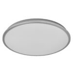 Plafonnier LED rond 24W 390 mm argenté, configuration visible