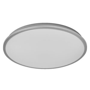 Plafonnier LED rond 24W 390 mm argenté, configuration visible