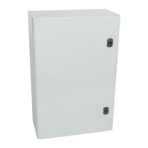 Coffret métal 600x400x200 plaque pleine, finition gris