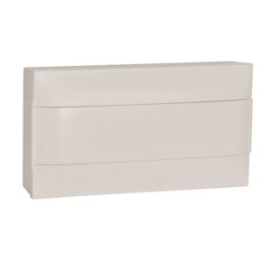 Détails visibles de Coffret électrique saillie 1 rangée 18 modules porte blanche pour Coffrets en saillie