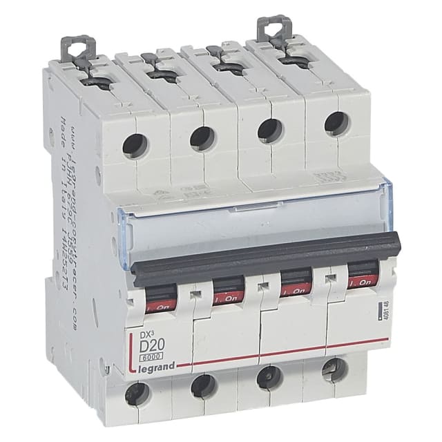 LEGRAND - Disjoncteur DX³ 6000A/10kA 4P D20 400V 4 modules - 408148