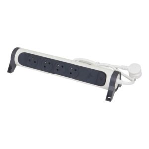 LEGRAND - MULTIPRISE FB 4X2P+T PREMIUM MINIDISJONCTEUR INDIC CHARGE 1.5M 1.5MM2 BLANC/NOIR - 049440