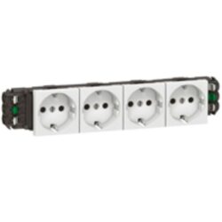 Prise DLP 4x2P+T Schuko à bornes automatiques, configuration visible