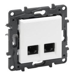 Détails visibles de Prise double RJ45 Cat 6 UTP à griffes blanc pour Prises RJ45 / réseau