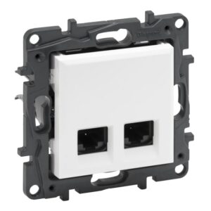Détails visibles de Prise double RJ45 Cat 6 UTP à griffes blanc pour Prises RJ45 / réseau