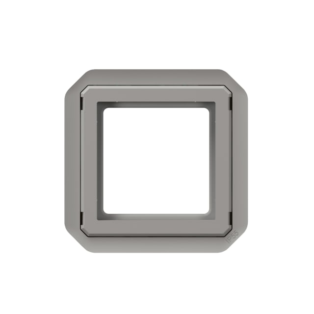 Adaptateur Mosaic 2 modules LEGRAND Plexo détail produit Adaptateur Mosaic 2 modules gris sans volet, dimensions carré 45 mm/carré 45 mm