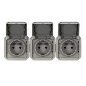 LEGRAND - Plexo prise 3x2P+T horizontal mécanisme IP55 IK08 gris - 069564L